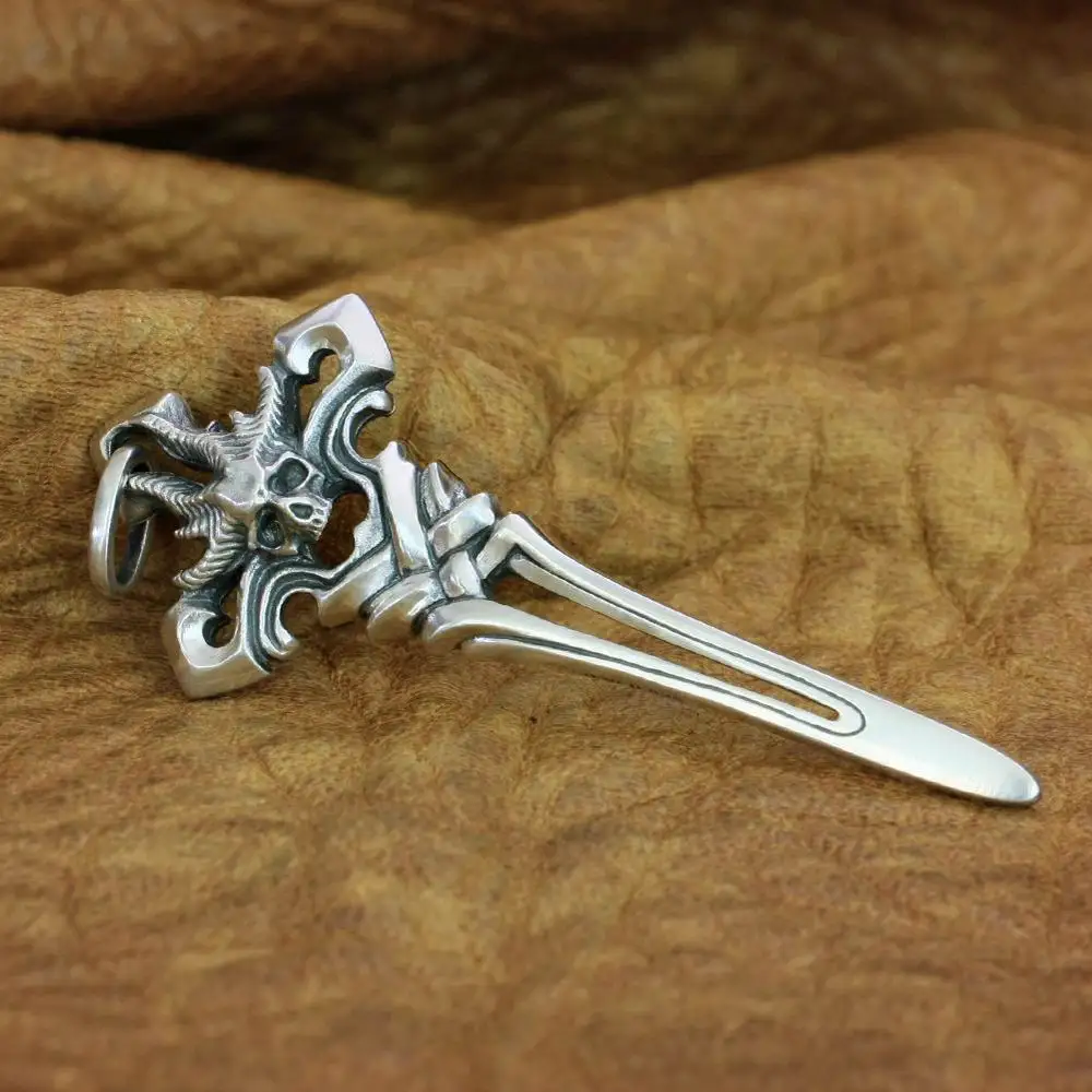 

Huge 925 Sterling Silver Devil Cross Pendant Charms Jewelry TA93