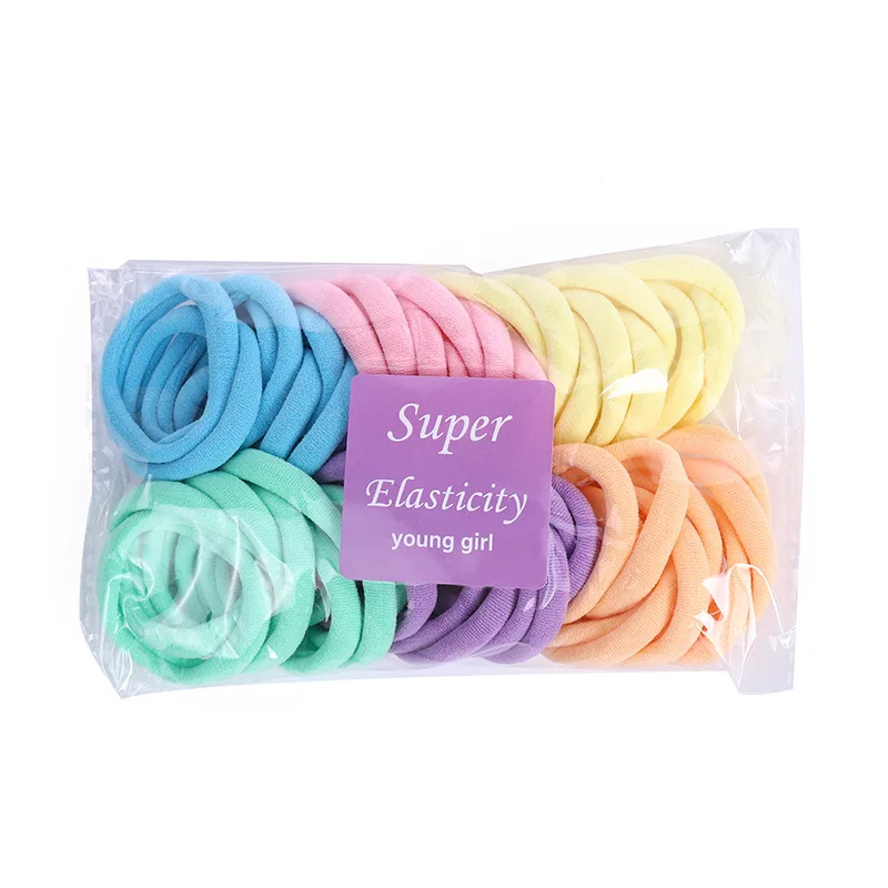 50 Piece Set Of Dual Color Four Season High Elastic Seamless Hair Rope Simple and Durable Fashionable Leather Band Soft Knitt image 6