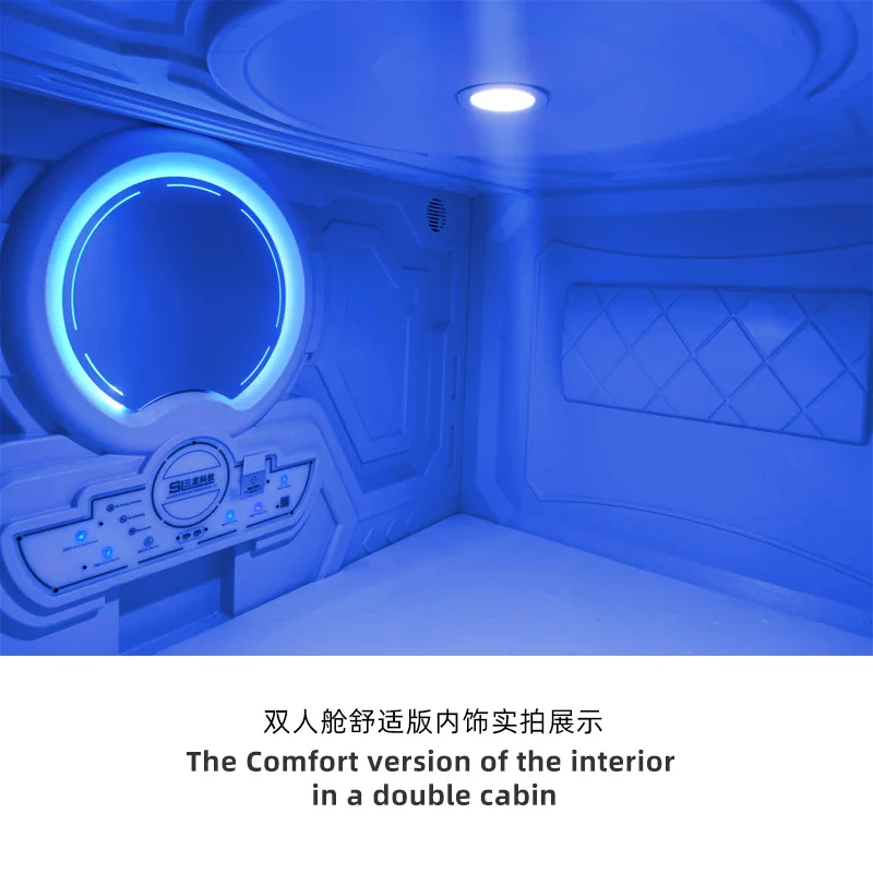 Modern space capsule room, family rest room, hotel staff iron frame bed