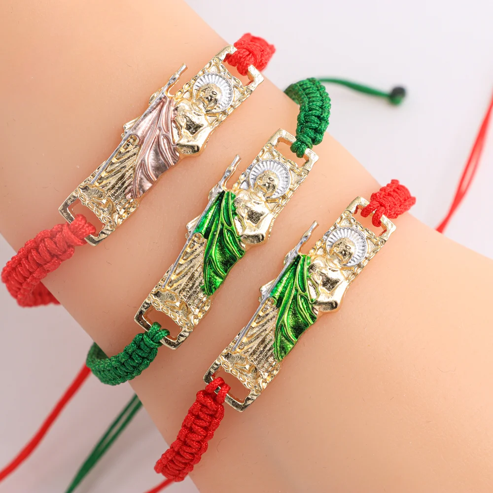 

Luck Jewelry Fashion Hot Sale Handmade Rope Color Bracelet Couple Gift Religious St. Jude Pendant with Braided Rope Party