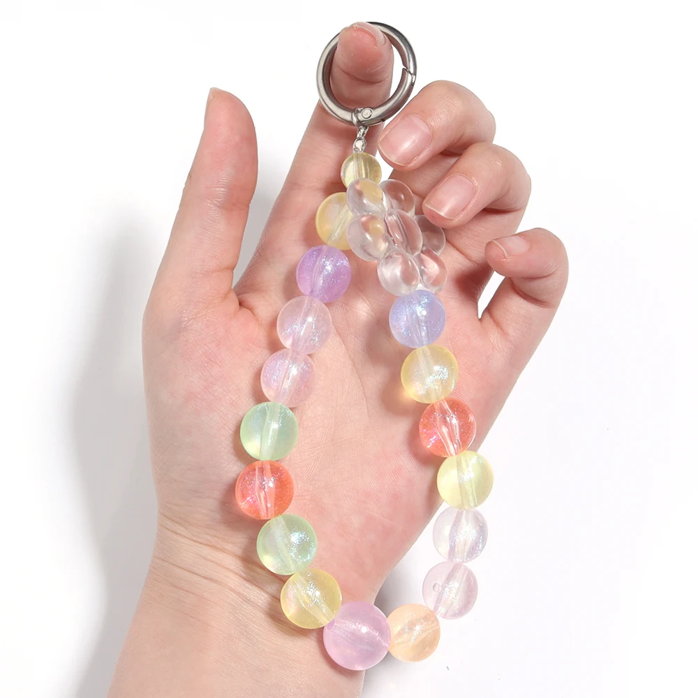 10-100pcs Candy Color Acrylic Beads Plated Color Round Loose Beads For Jewelry Making DIY Bracelet Phone Chain Keychain Supplies view 4