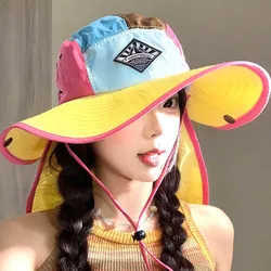 2024 New Splicing Camouflage Outdoor Sun Bucekt Hat Women Spring Summer Sunshade Mountaineering Camping Men Bucket Hat