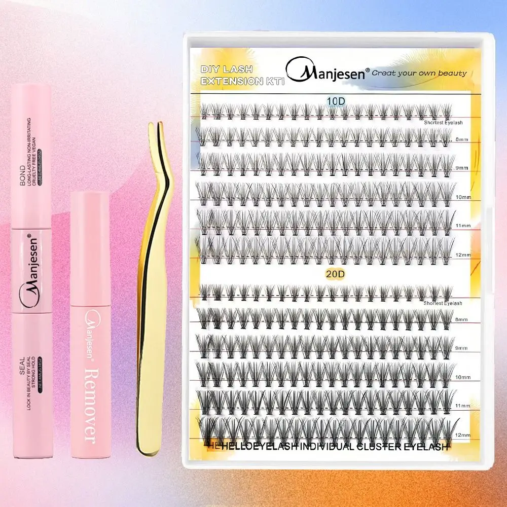 

240Pcs Lash Clusters with Lash Bond and Seal and Remover Lash Tweezers, DIY Individual Lashes Kit for Beginners Self Application