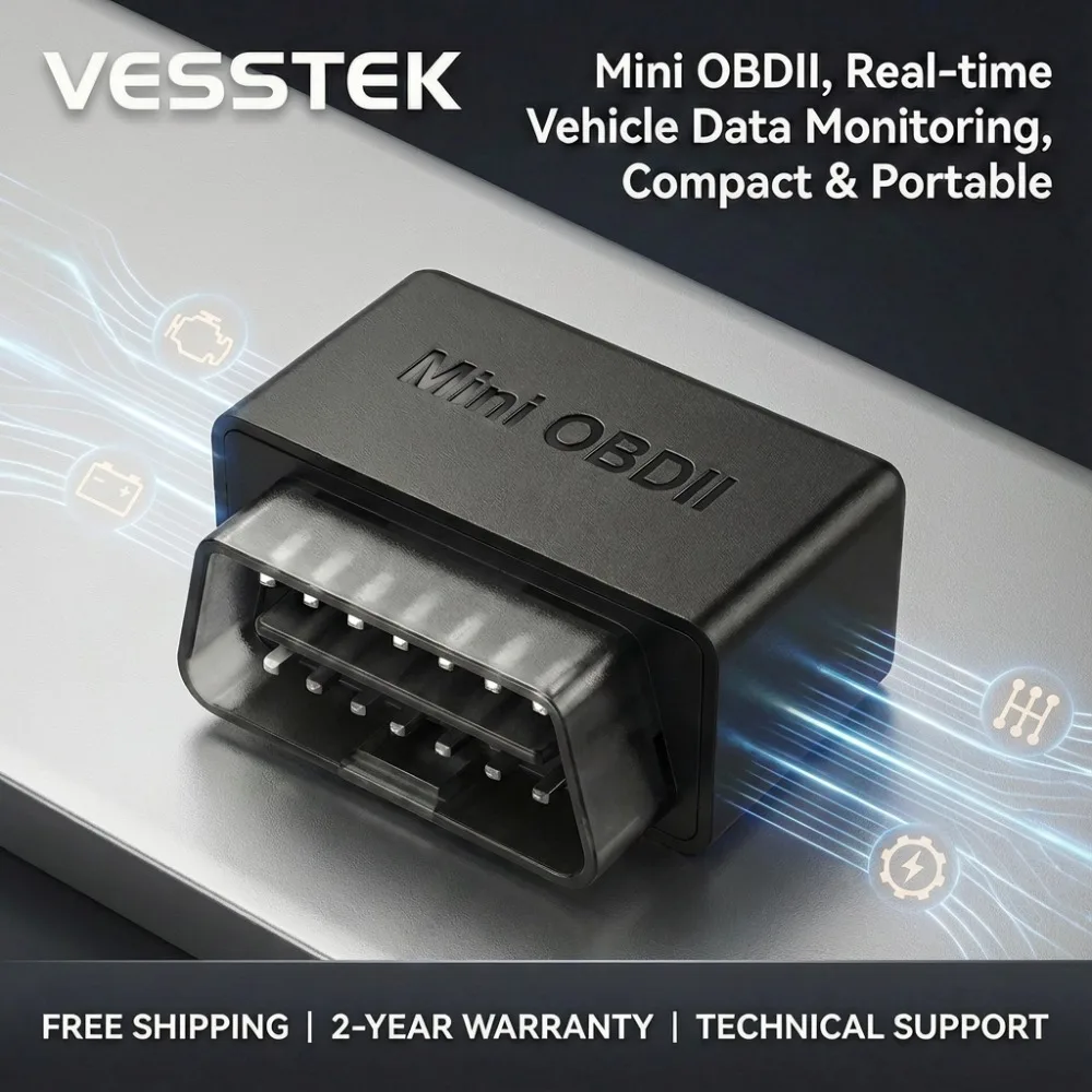 VESSTEK Bluetooth OBDII Car Diagnostic Scanner/Scan Tool For Android Series Car Stereo Compatible With Torque App V05H4