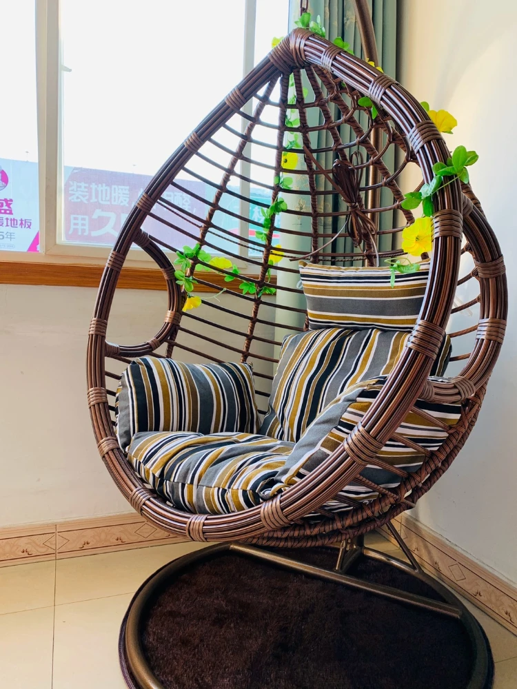 Round hanging basket indoor and outdoor leisure rocking chair swing rattan chair single bird's nest hanging chair cradle