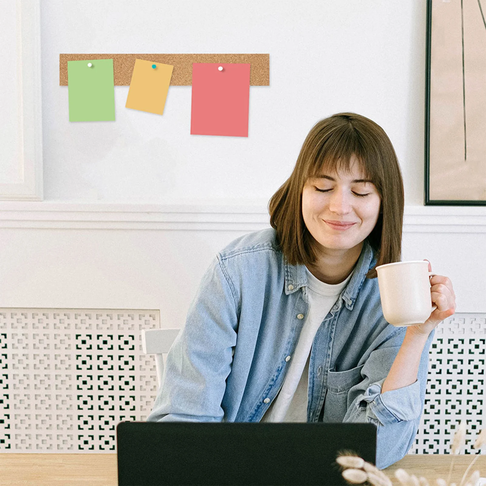 

3pcs Cork Board Strips Natural Frameless Wall Mountable Bulletin Bar For Office Home Memo Organization Announcement Panel Supply