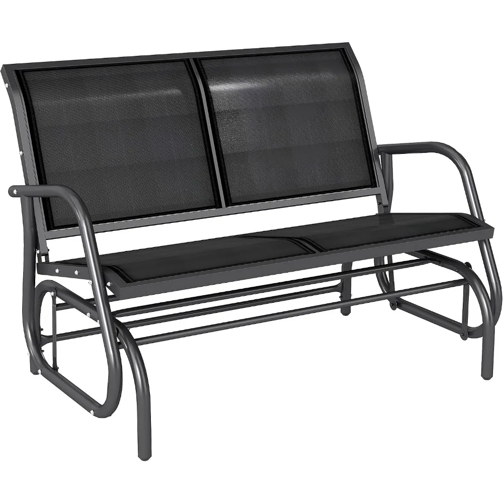 

2-Person Outdoor Glider Bench for Backyard Garden Porch with Powder Coated Steel Frame, Black