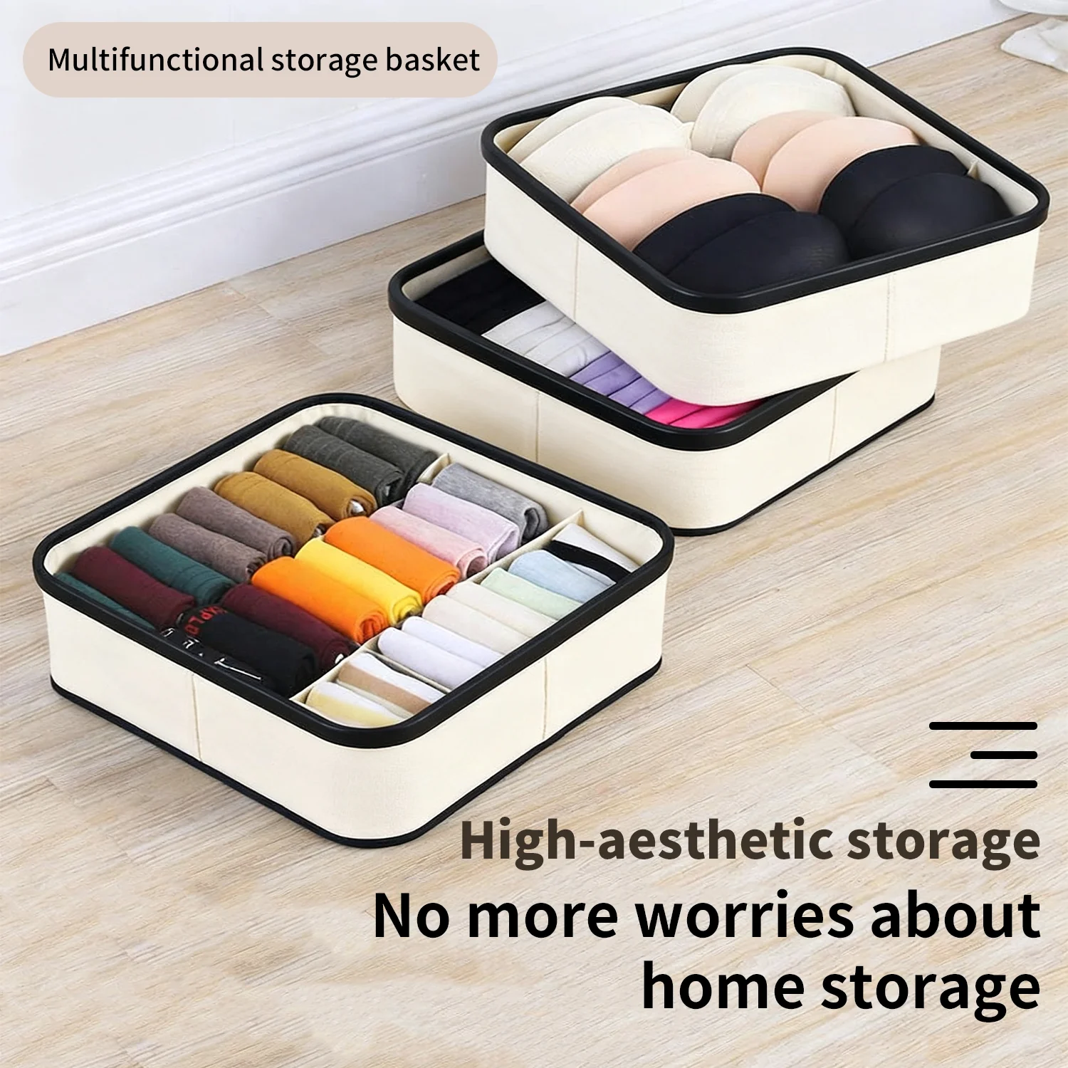 

Clothes Storage Box for Home Wardrobe Layer Sorting Fabric Organizer for Socs Tie Underwear and Accessories