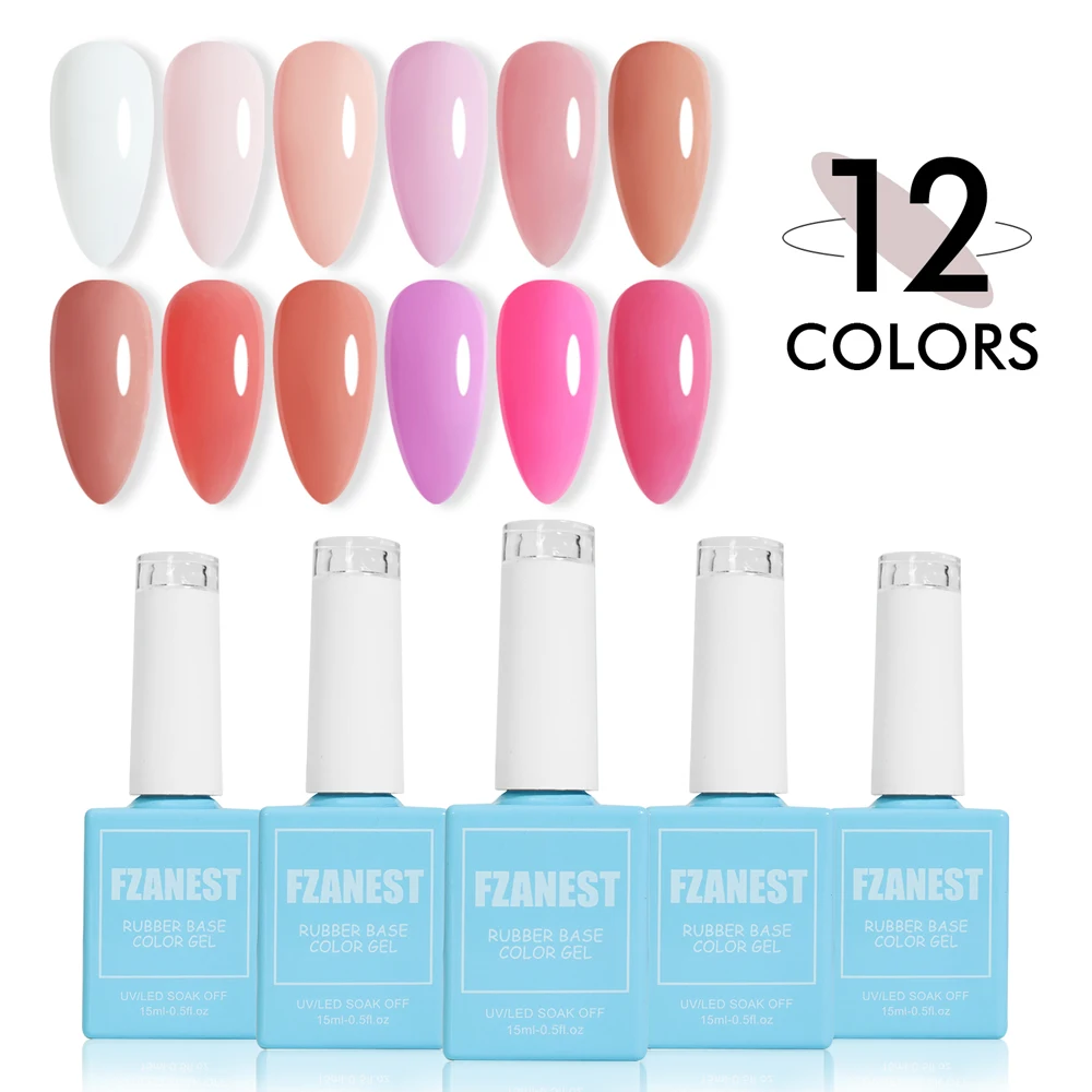 FZANEST HEMA FREE Rubber Builder Base Gel Nail Elastic Texture Thinner Viscosity Nail Care Builder Gel UV Gel Nail Supplies