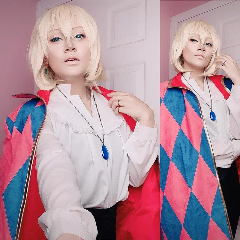 Howl costume wig anime Howl's Moving Castle cosplay costumes wig jacket necklace Halloween costumes for women men