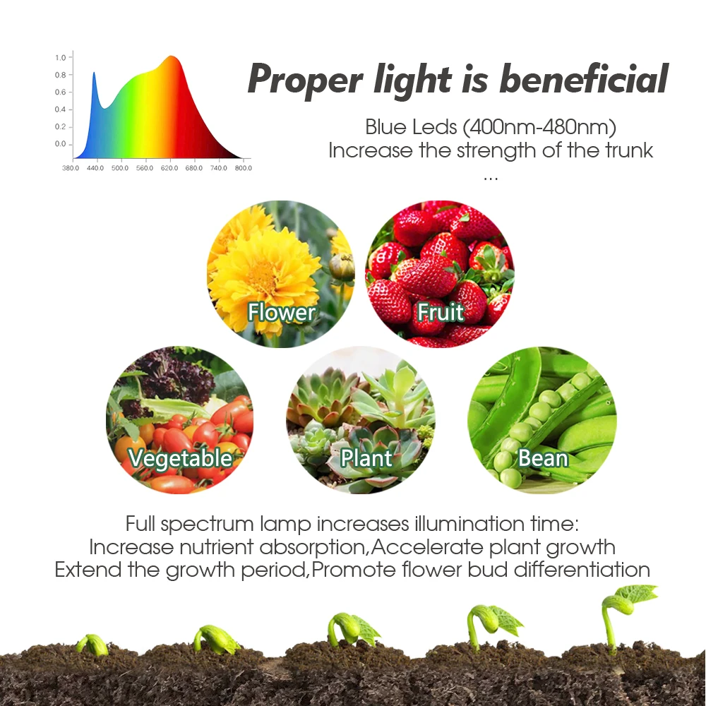 11CM 12-komórkowa taca startowa z pełnozakresowe LED oświetlenie do uprawy growbox kiełkowania roślin z otworem kryty ogród uprawy nasion