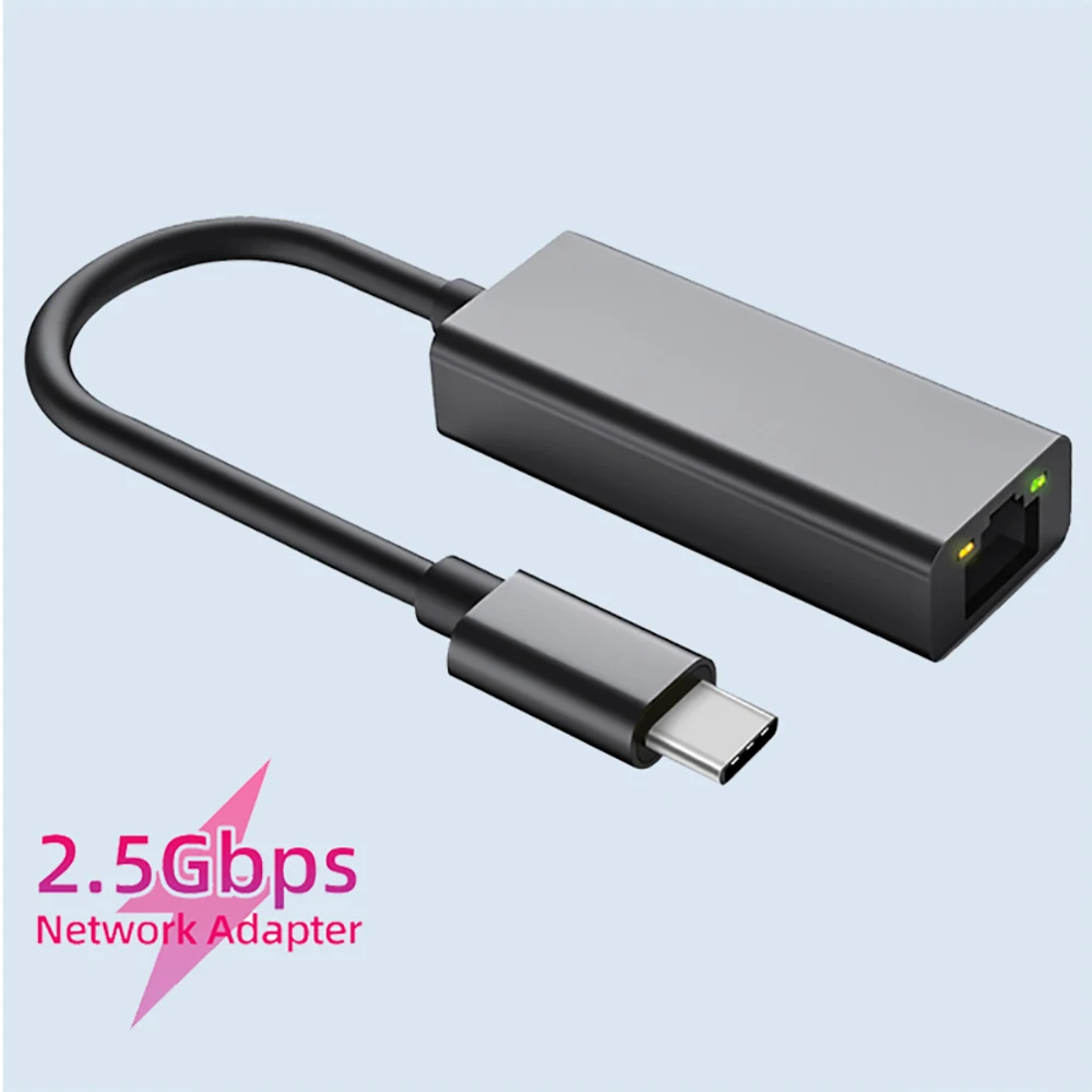 USB C to Ethernet Adapter Aluminum Alloy Gigabit USB Adapter for Laptop MacBook Pro 2500/1000/100Mbps USB Lan RJ45 Network Card