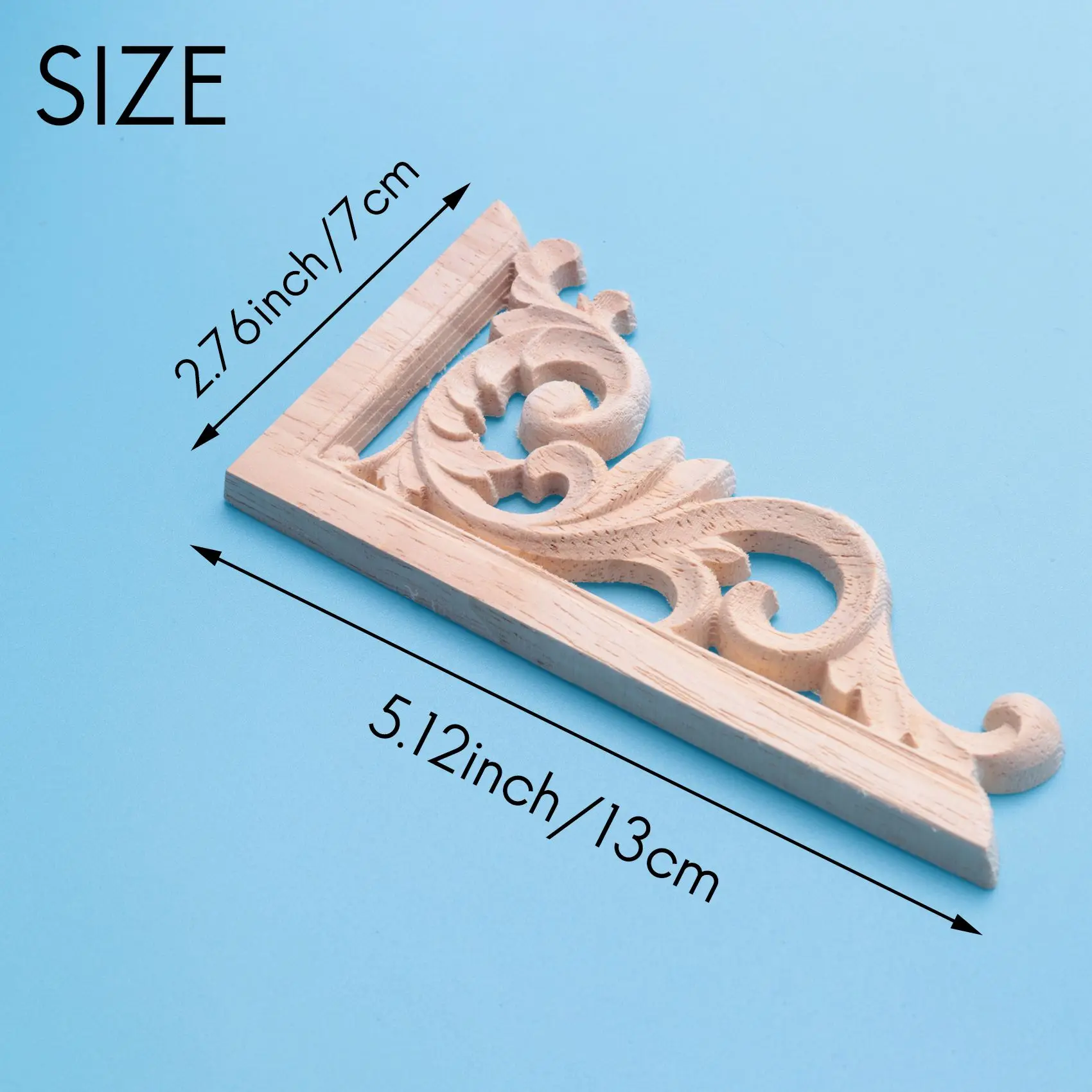 2pcs left+right(each 1pcs) Vintage Wooden Carved Corner Onlay Furniture Wall Decor Unpainted Frame Applique