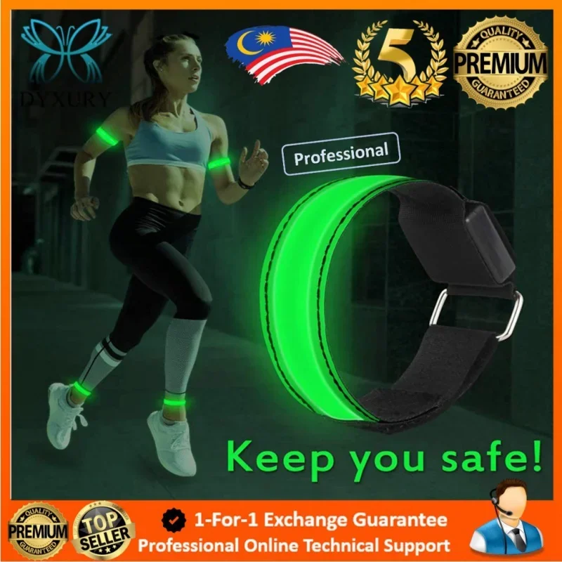 Running Light Arm with LED Night Cycling or Running Safety Warning Reflector Light Rechargeable Fiber Optic Light