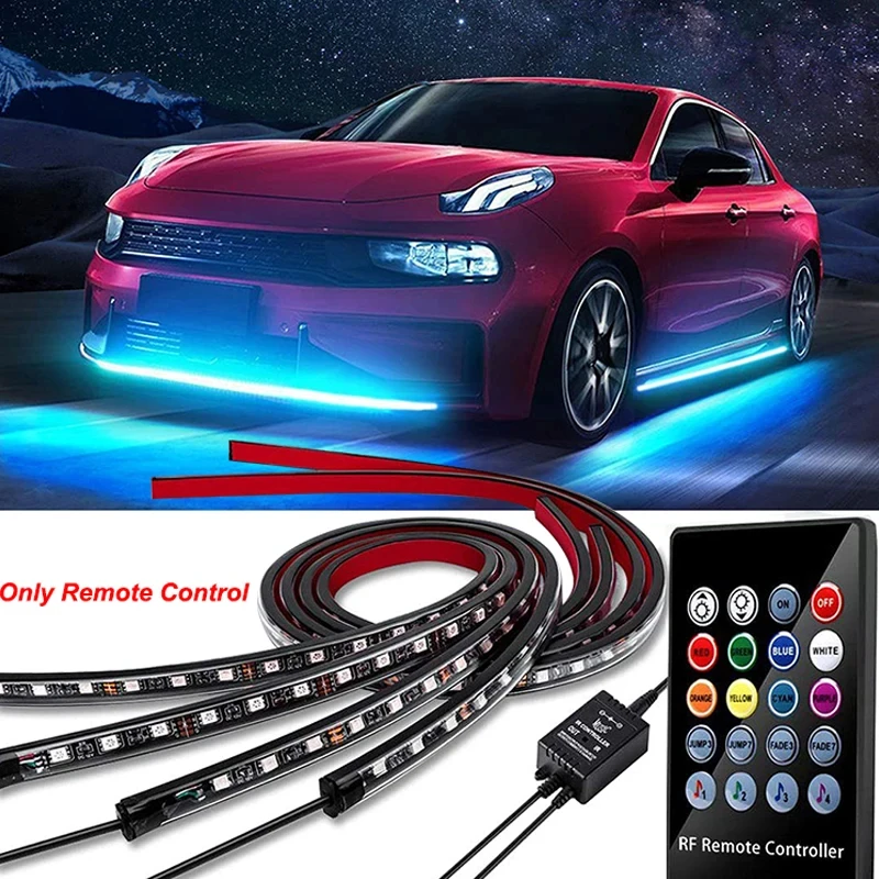 

Universal Under Car LED Lights Underglow Flexible Strip Lamp Decorative Atmosphere Lamp Chassis Light Auxiliary Car Accessories