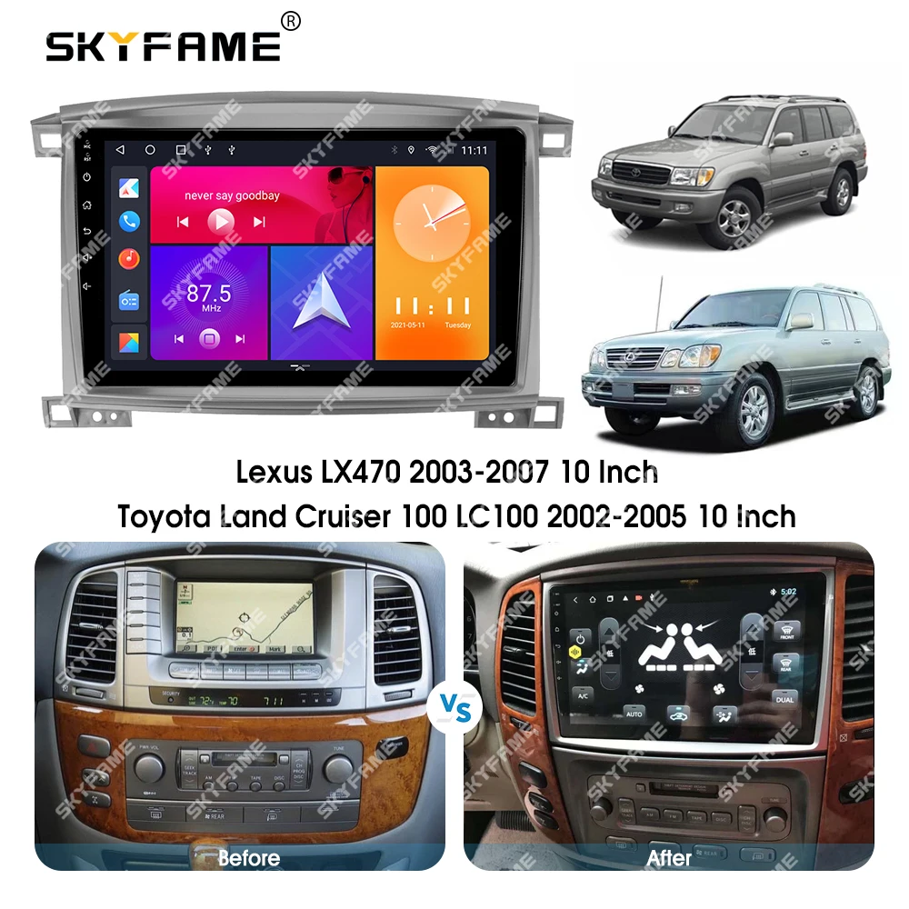 SKYFAME إطار السيارة فآسيا محول Canbus صندوق فك أندرويد راديو داش تركيب لوحة عدة لتويوتا لاند كروزر 100 LC10 LX470