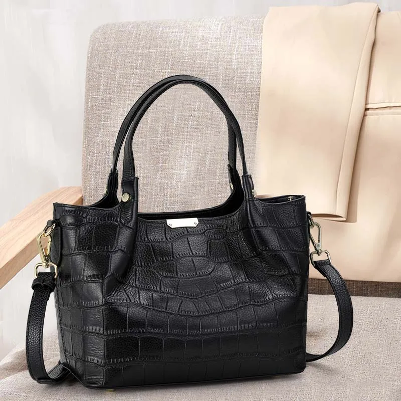 

Cowhide Crocodile Pattern Women's Handbag 2023 New Fashion Leather Large Capacity Shoulder Bag Versatile Straddle Bag For Women