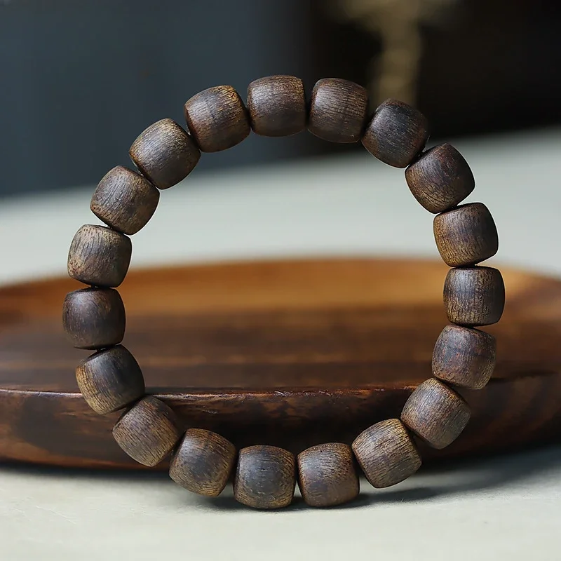 

Full Submerged Water Old Materials Vietnam Nha Trang White Kyara Agarwood Bracelet Wooden Barrel Beads Bracelet Male Crafts