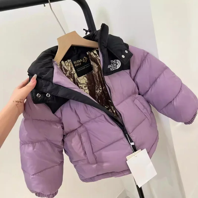 Winter New Children\'s down Jacket Boys Girls Big Boys Thickened Warm Hooded Jacket Children\'s Bread Clothes North North Jacket