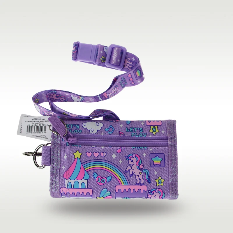 Australia Smiggle original hot-selling children's wallet girl cute kawaii messenger bag purple unicorn storage bag