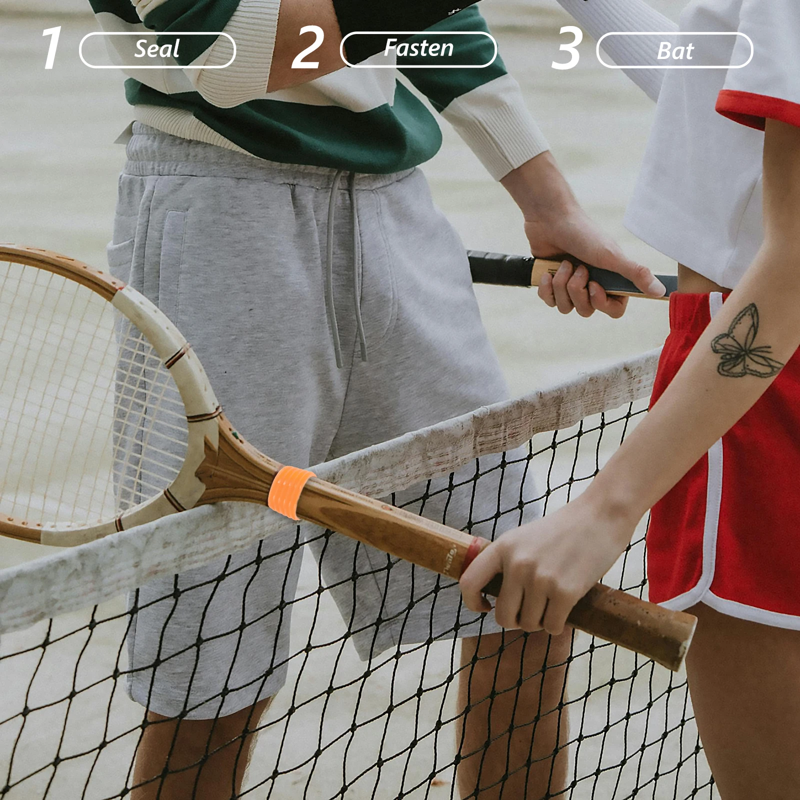 

8 pcs Tennis Badminton Racket Handle Grip Glue Silica Gel Bands Reusable Ring Sweat Absorption NonSlip Elasticity Durability