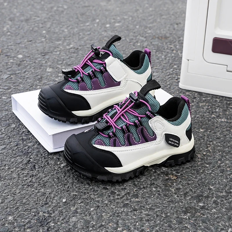 

2025 Autumn New Children Running Shoes Pull Rope Toes Capped Kids Casual Shoes Soft Bottom Boys Girls Sports Shoes Breathable