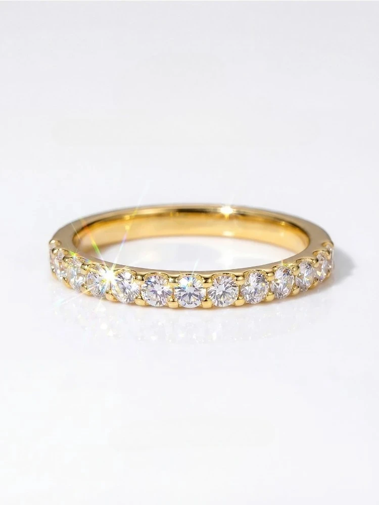 Echte 1,9MM Moissanit-Diamant Solitär Stapelbare Eheringe für Frauen 925 Sterling Silber Mode Qualität Feiner Schmuck – Detail 5