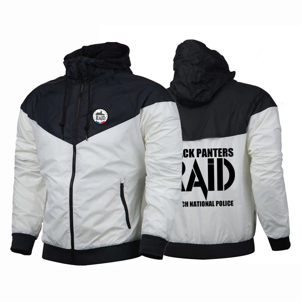 

2025 Spring Autumn France RAID Logo Print Solid Color Splicing Hooded Jacket Men's High Street Breathable Sunscreen Casual Coats