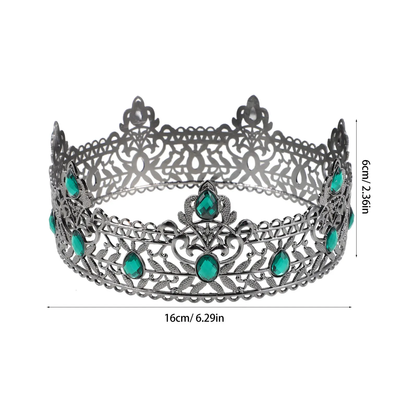 Men's Medieval Rhinestone King Crown Elegant Royal Costume Hair Accessory for Birthday Prom Halloween Cosplay Party