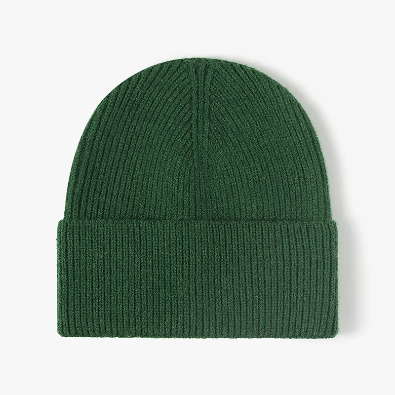 Simple Solid Color Knit Beanie Unisex Soft Stretchy Cuffed Ribbed Winter Hat Plain Warm Skull Cap for Men Women
