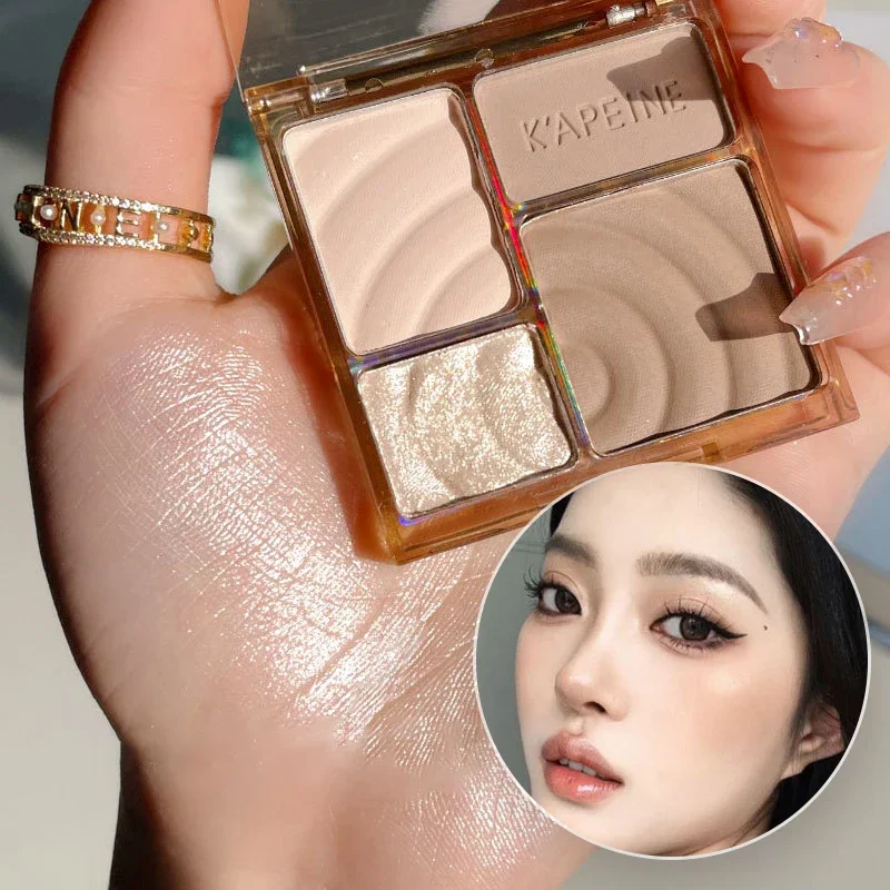 4-Color Long-Lasting Matte Highlighter Palette Face Shading Grooming Powder Face Contouring Portable Makeup Palette Cosmetics