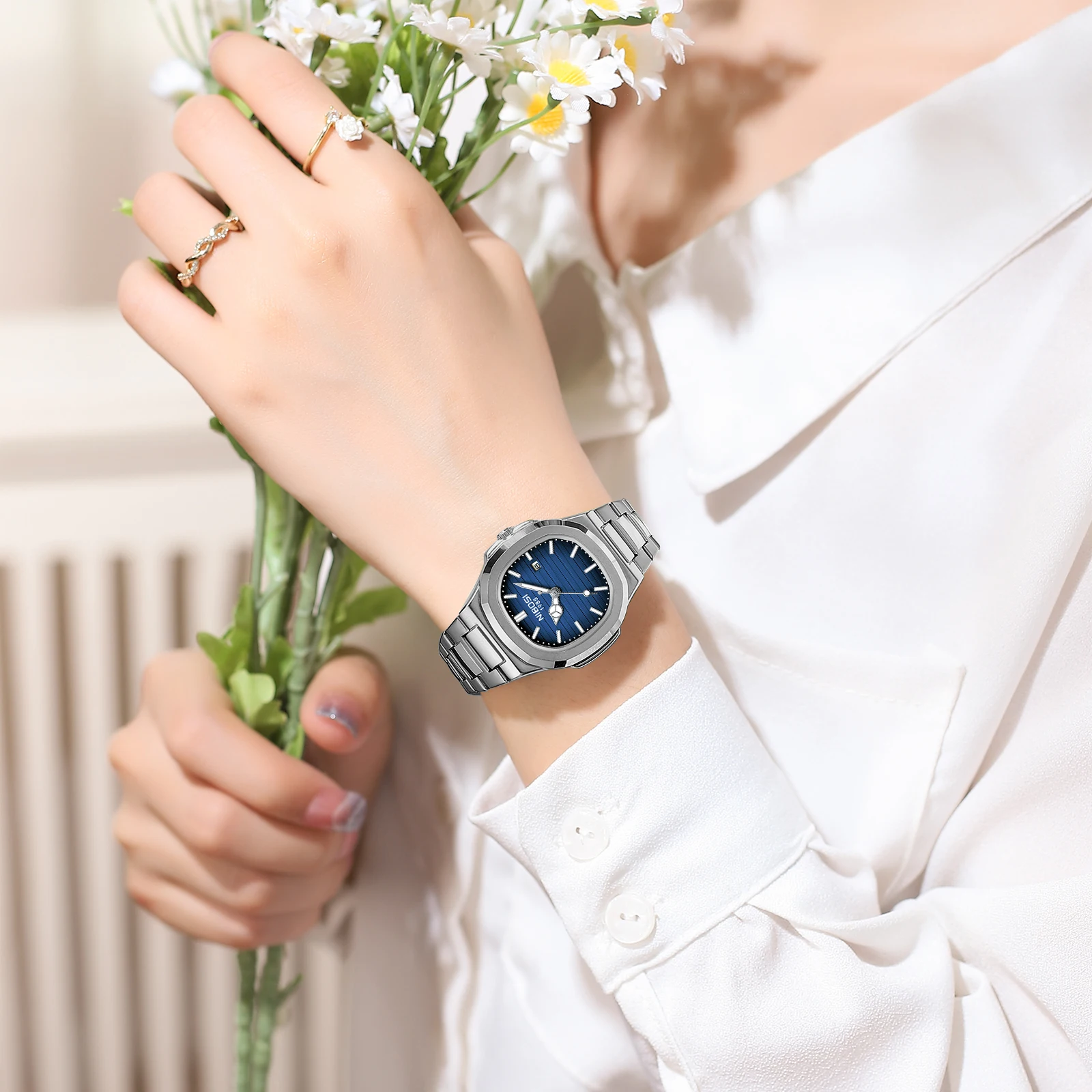 Reloj NIBOSI de lujo para mujer, reloj de cuarzo de acero inoxidable resistente al agua para mujer, relojes de mujer de alta calidad, reloj femenino elegante