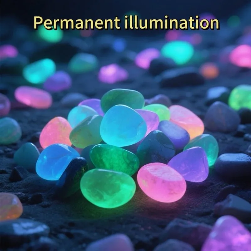 يتوهج في الحصى الداكنة، أحجار الراتنج المضيئة للمناظر الطبيعية، مسارات الحديقة، نباتات بوعاء، حجر مضيء مزخرف لحوض السمك