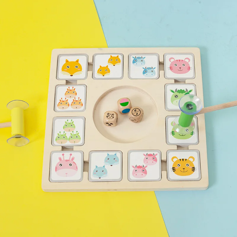 لعبة مغناطيسية مطابقة الحيوانات للتعلم المبكر - ألعاب تعليمية خشبية للأطفال لتفاعل تطوير المهارات الرقمية