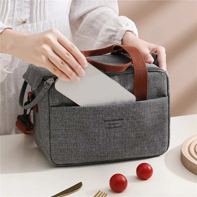 Portable Lunch Bag For OL Women Thermal Insulated Lunch Box Tote Cooler Handbag Waterproof Bento Pouch Office Food Shoulder Bags