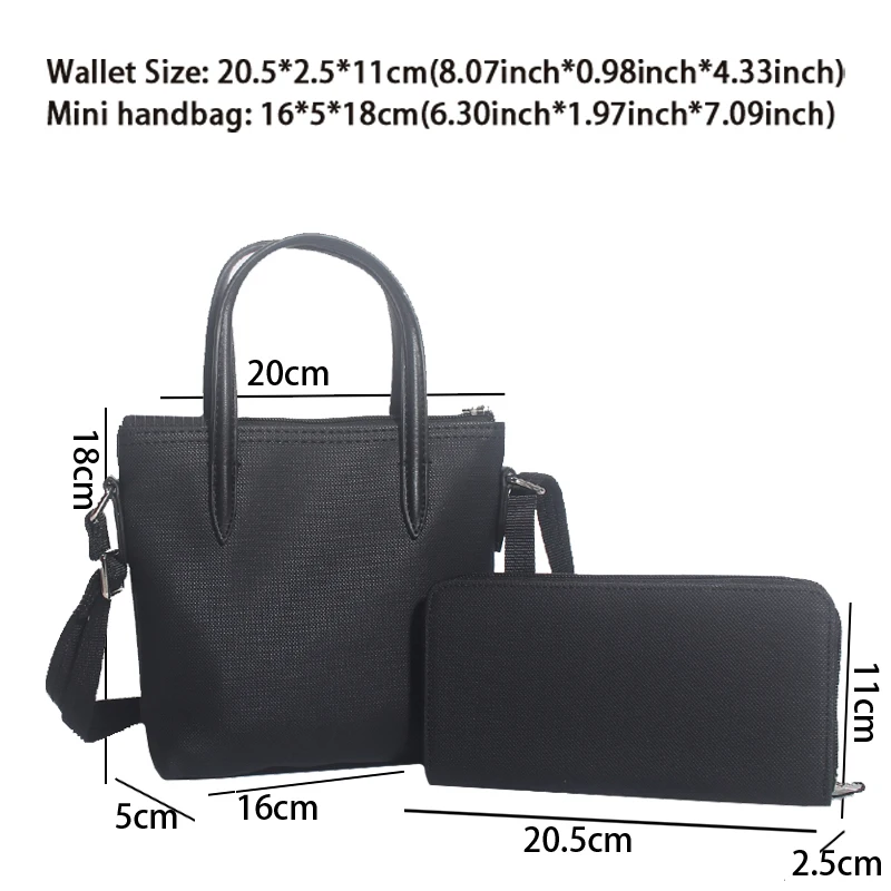 Set Women Crocodile Purses Crossbody Bag Women\'s PVC Shoulder Bags 2Pcs Female Handbags Tote Clutch Long Wallets Handbag Bag