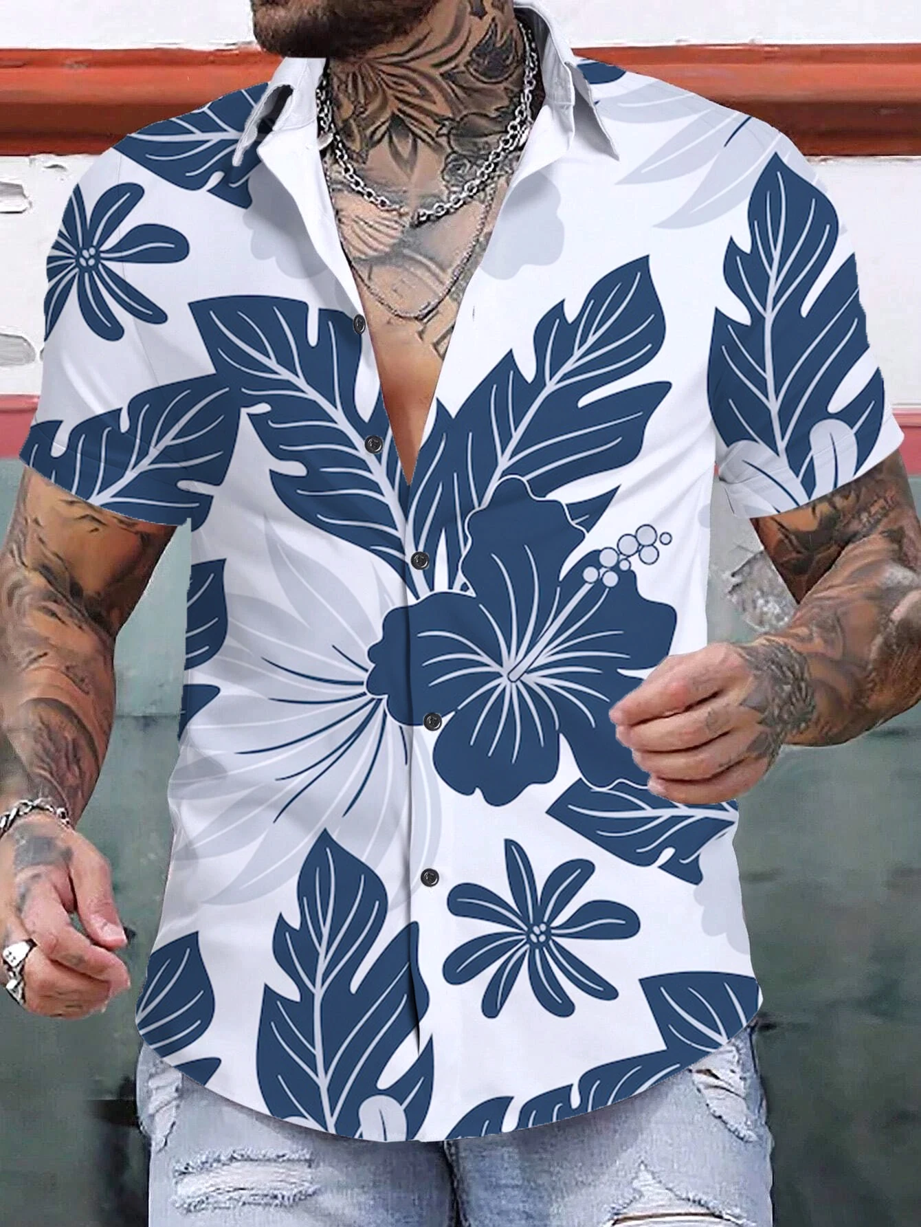 

2024 Summer Men's Shirt Tropical Plants Graphic 3D Print Simple Shirts Short Sleeve Tops Streetwear Loose Casual Hawaiian Shirts