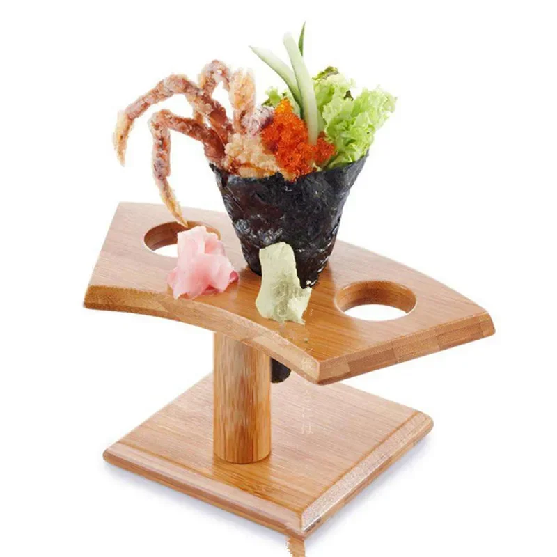 Bambus Holz Sushi Rollen Rack Ausrüstung lila Kohl Roll Sushi Loch Rack Holz Geschirr Eis Rack Bento Zubehör