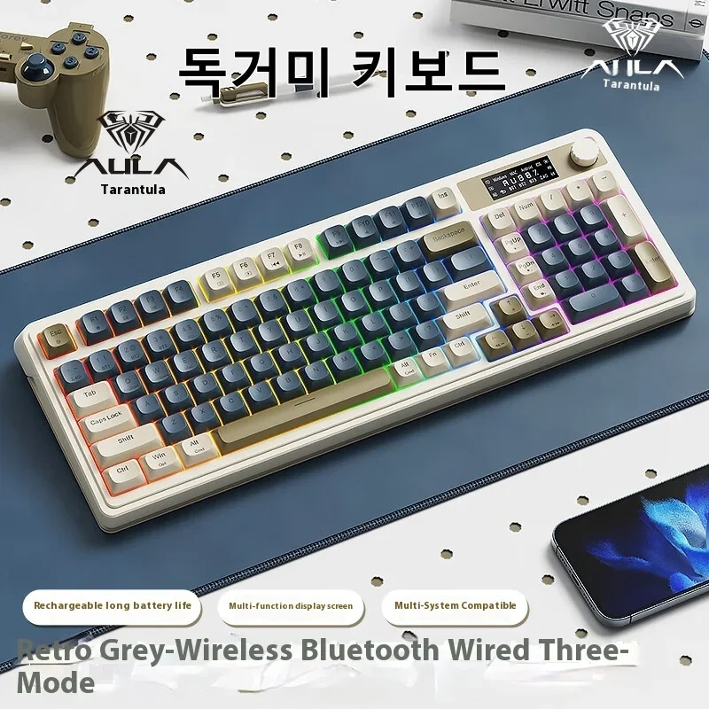 Aula Tarantula S99 Keyboard Wireless Bluetooth Connection Three Mode Game Office Machine Feel Ergonomic Spider Keyboard