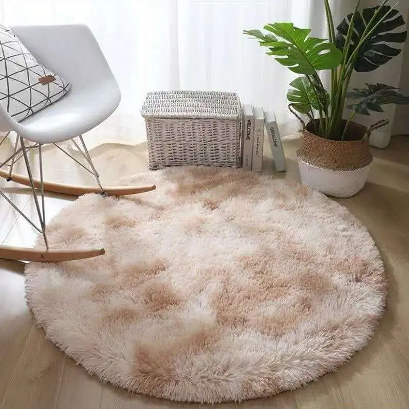 Round carpet bedroom living room hanging basket hanging chair computer chair long hair cute girl photo floor mat