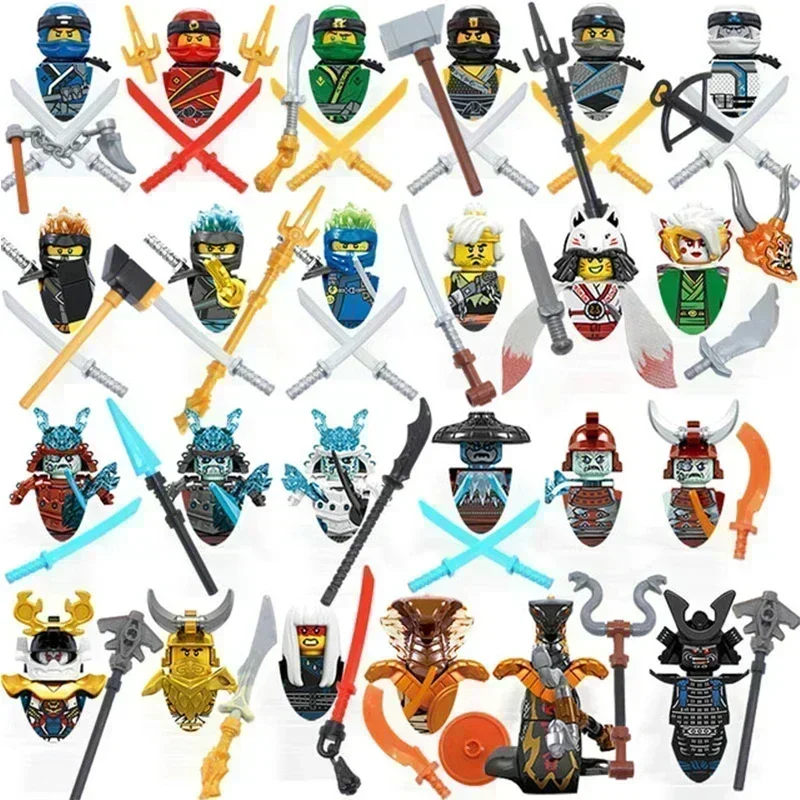 Mini Ninja Motorcycle Action Figures Building Blocks Skeleton Soldiers Snakes Warrior Samurai Anime Movie Dolls Bricks Kids Toys - view 5