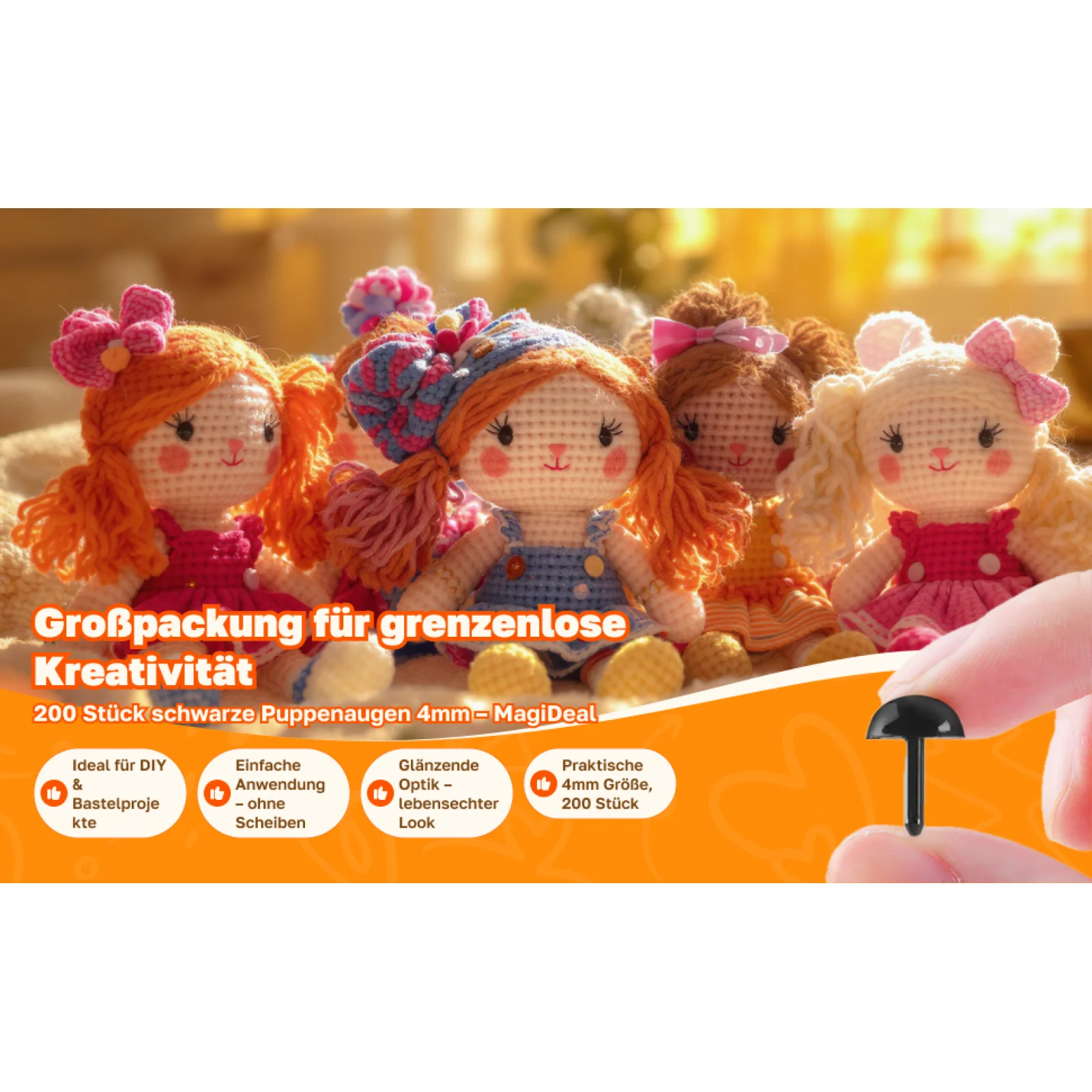 

200 шт., 4 мм, черная пластиковая безопасная кукла-медведь, животное, сделай сам, глаза, швейный аксессуар для рукоделия