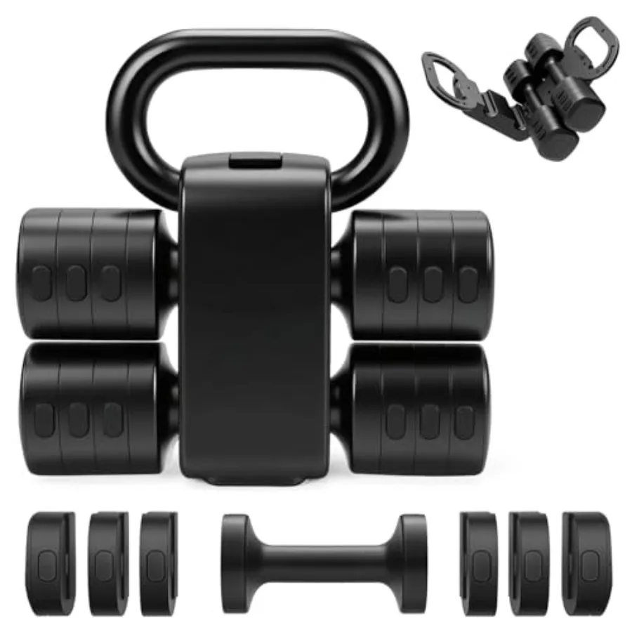 

Home Exercise Training: Adjustable 2-in-1 Convertible Kettlebell Dumbbells Set Steel Black Quick-Change Weight Selection from 2