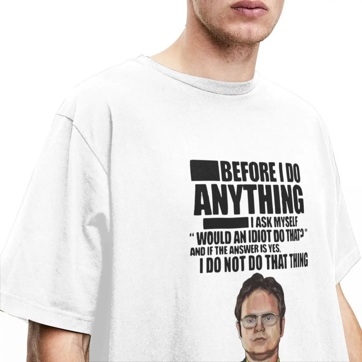 オフィスのdwattk。Schrute-メンズ半袖ラウンドネックTシャツ,ファニーリンプリントTシャツ,綿100%,ギフトとして最適