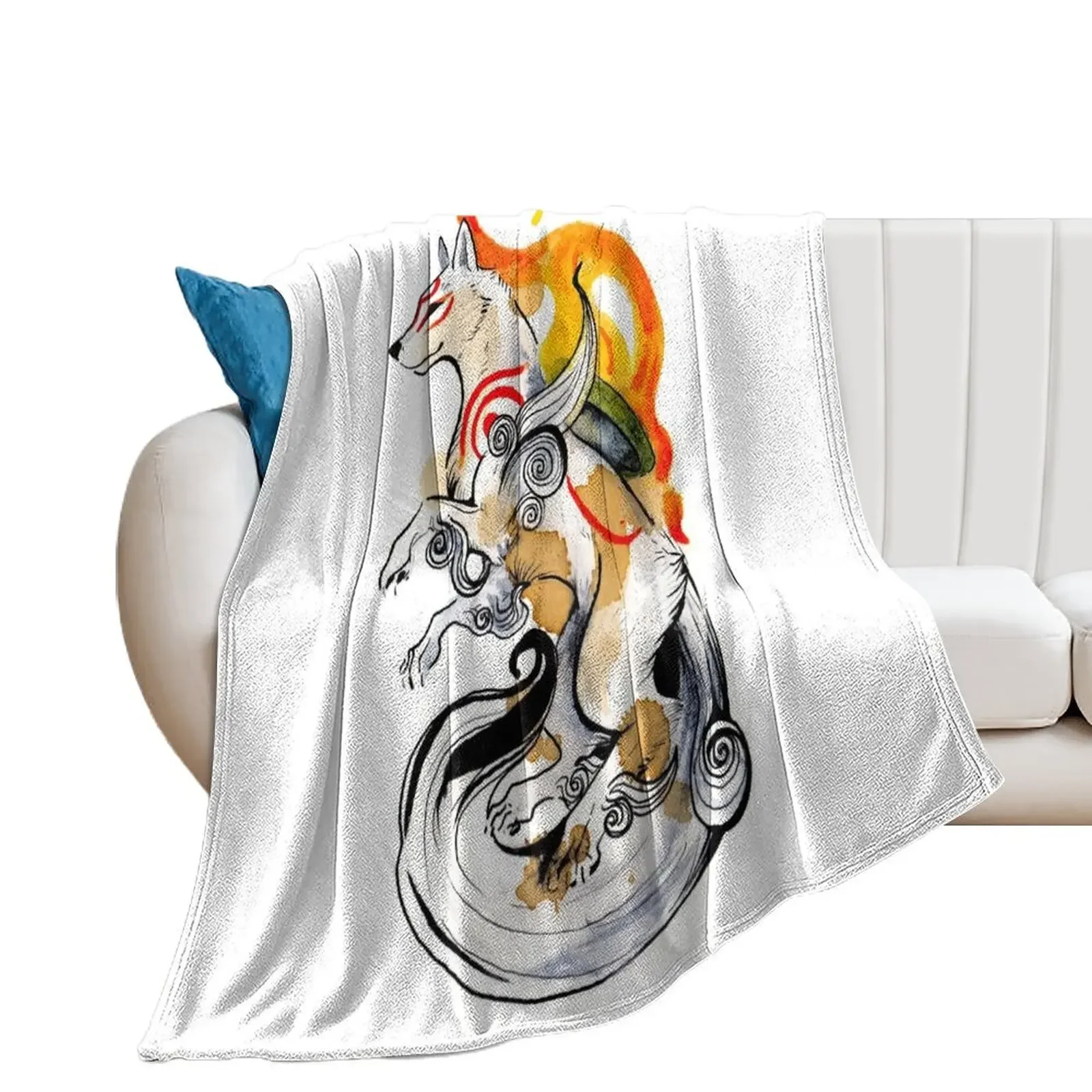 Okami Amaterasu Throw Blanket Hairys Luxury Designer Blankets