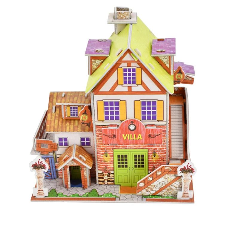 DIY Doll Dollhouse Assemble Puzzle Toys For Children Miniatures Doll House Furniture Kit Jigsaw 3D Paper Puzzles Girl Toy Gifts