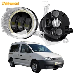 2 X Angel Eye Fog Light Assembly For Volkswagen VW Caddy 3/III 2004-2009 30W Car Right + Left LED Lens Fog Daytime Lamp DRL 9006