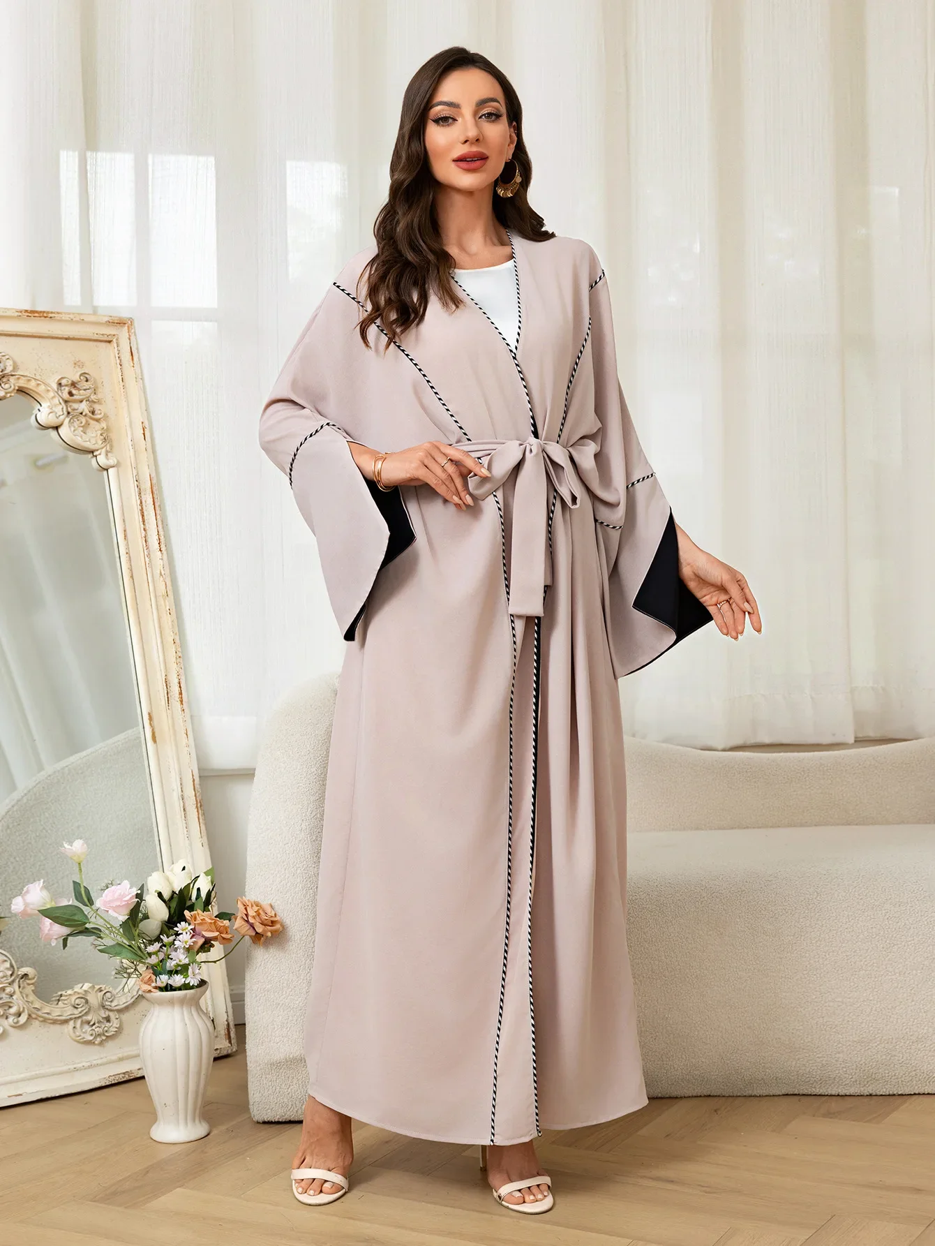 عباية نسائية كارديجان بأكمام مقسمة فساتين أنيقة مفتوحة رداء المغرب قفطان دبي رمضان عيد جلابية إسلامية عبايات #5