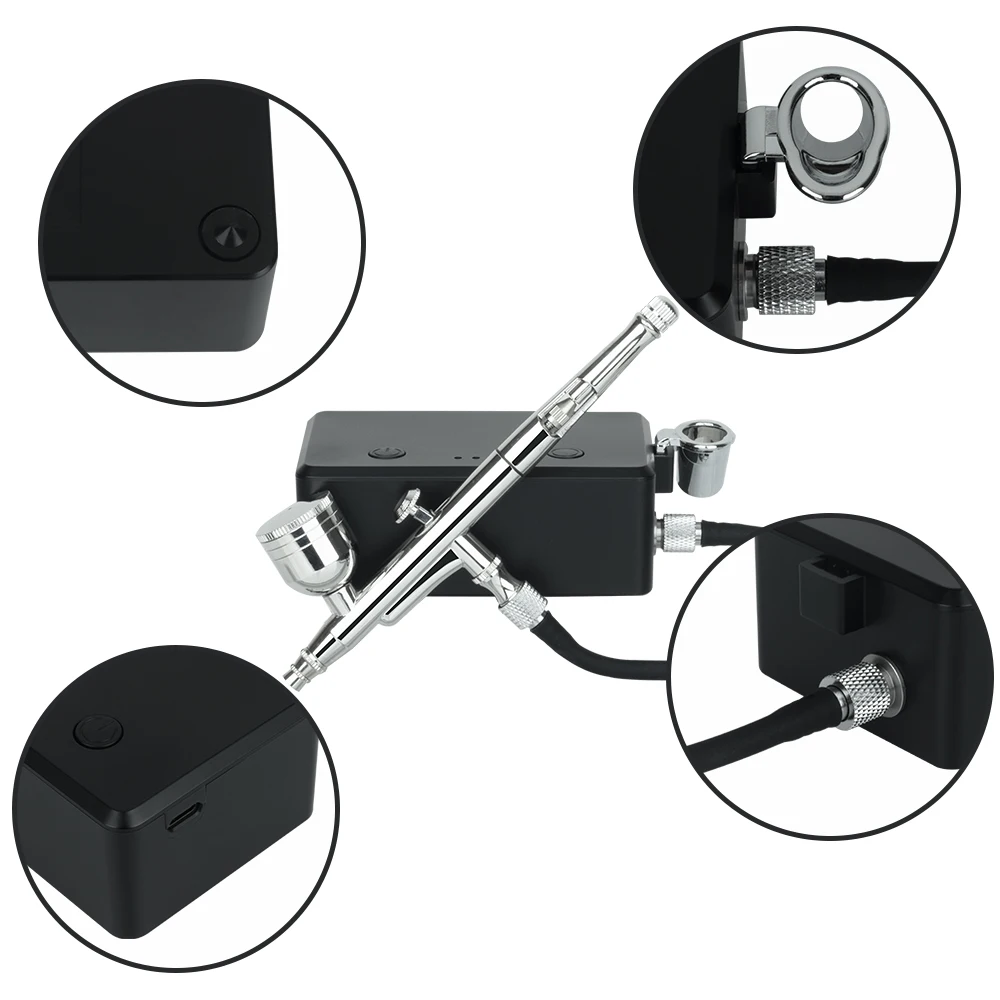 Rechargeable Mini Cordless Air Brush Compressor Kit Super Quiet High Power Smart Barber Car Art Make Up Pneumatic Tool