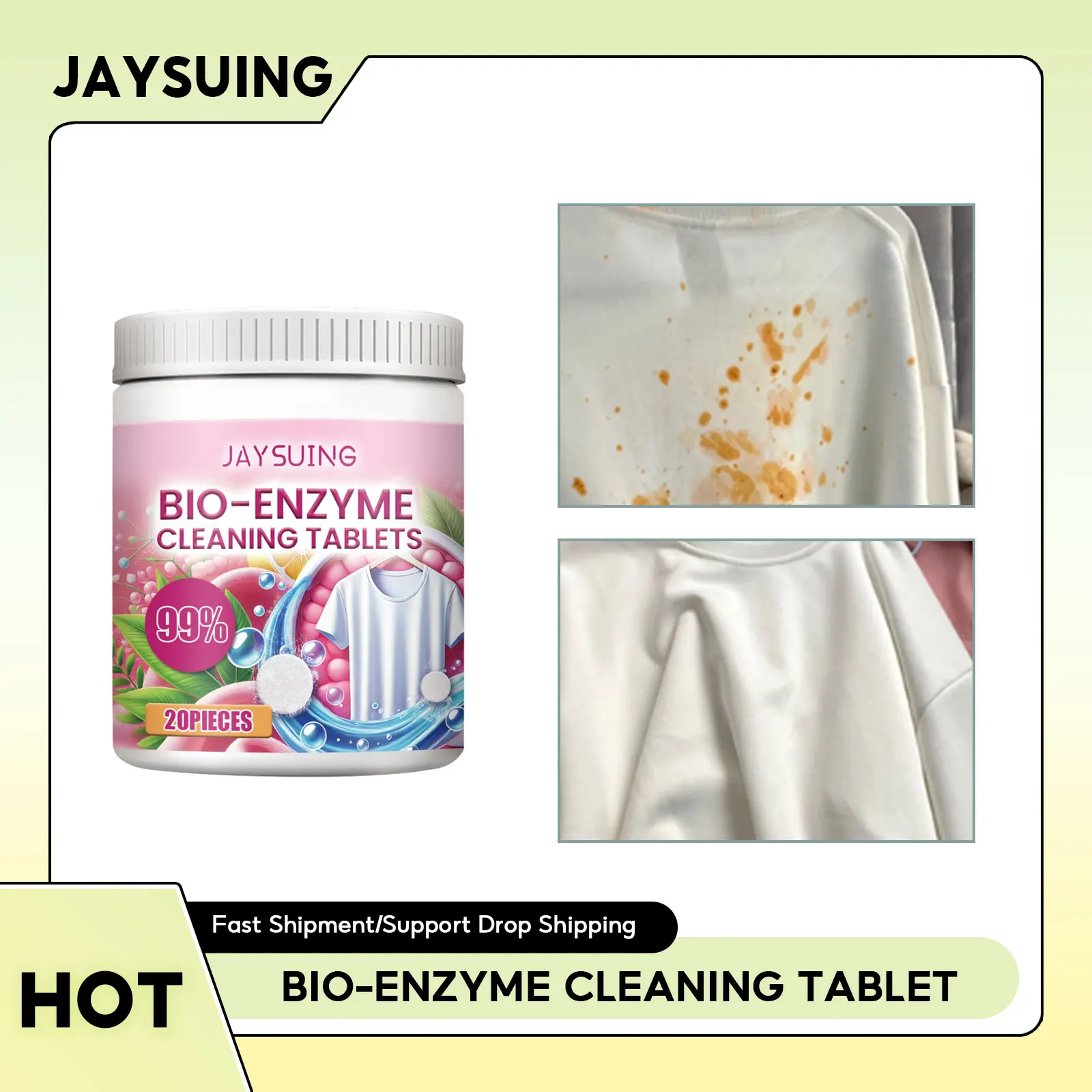 

Clothes Cleaning Tablet Clothing Stain Remover Effervescent Laundry Cleaning Clothes Yellow Dirt Removal Fabric Enzyme Cleaner